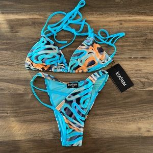 Abstract print swimsuit